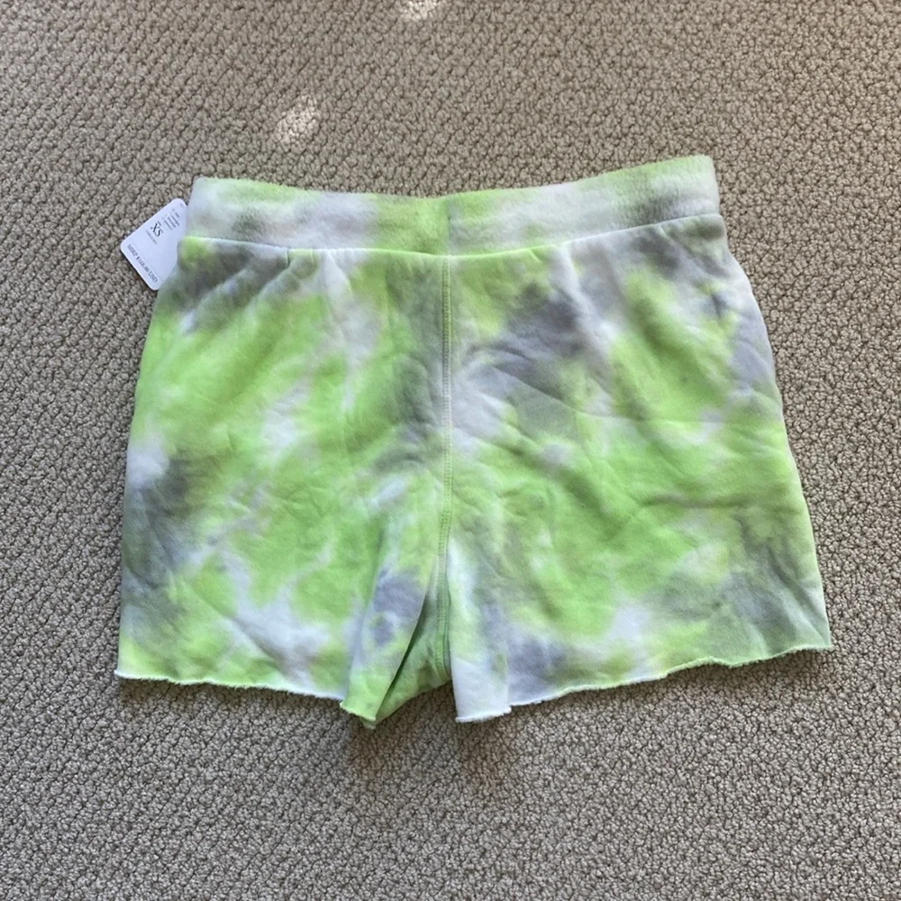 NEW Free People Kelly Tie Dye Sweat Shorts Citron Green Grey Size XS Lounge NWT - Picture 8 of 10